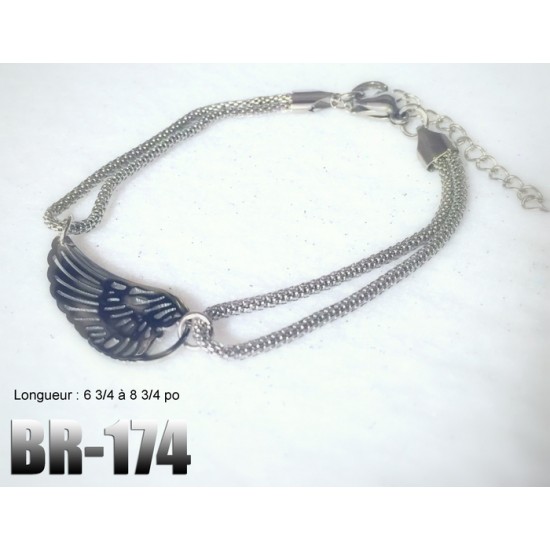 Br-174, bracelet femme Aile, Acier inoxidable,...