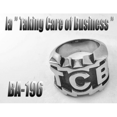 Ba-196, Bague Taking Care of Business en acier...