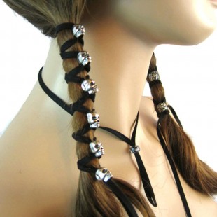 EL-02 tresse à cheveux 6 x Skull métal