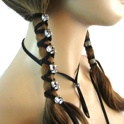 EL-02 tresse à cheveux 6 x Skull métal