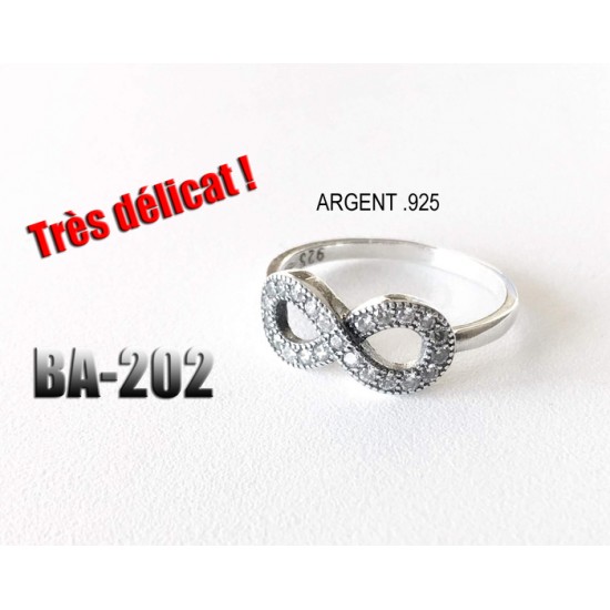 Ba-202 , Bague argent Infinité .925