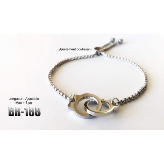 Br-188, bracelet menottes acier inoxidable « stainless steel »  