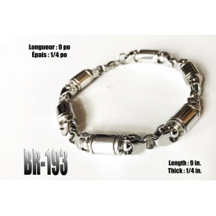 Br-193, Bracelet cylindres « stainless steel »  