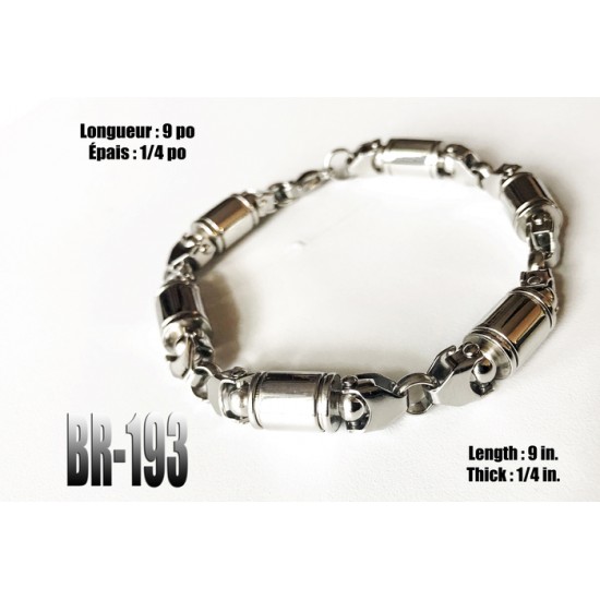 Br-193, Bracelet cylindres « stainless steel »  