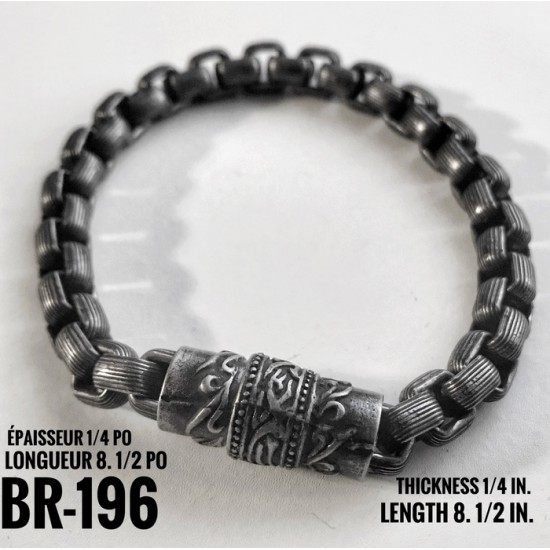 Br-196, Bracelet tribal noirci mât « stainless...