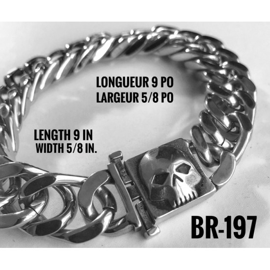 Br-197, Bracelet Willy Skull « stainless steel »  