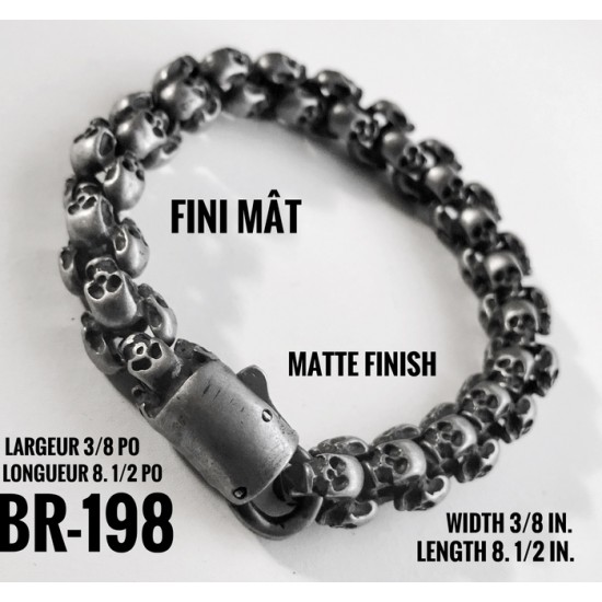 Br-198, Bracelet multiple Skull noirci  mât «...