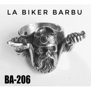 Ba-206, Bague La Biker Barbu,acier inoxidable