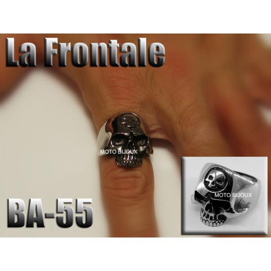 Ba-055, Bague tete de mort La Frontale acier inoxidable