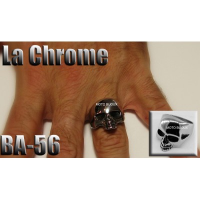 Ba-056, Bague tete de mort La Chrome acier...