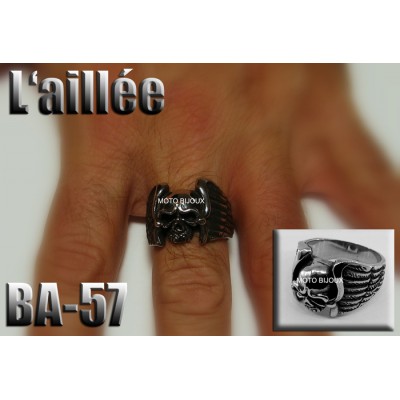 Ba-057, Bague tête de mort L'Ailée acier...