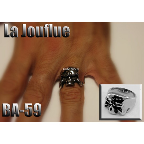 Ba-059, Bague tête de mort La Joufflue acier...