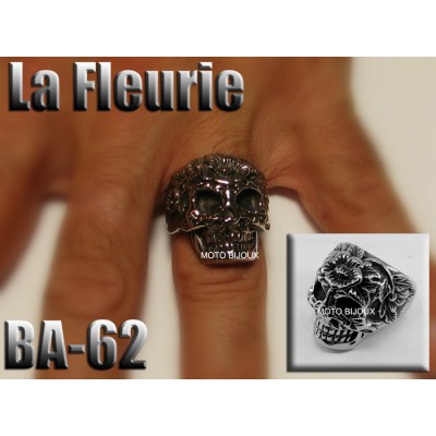 Ba-062, Bague tête de mort La Fleurie acier...