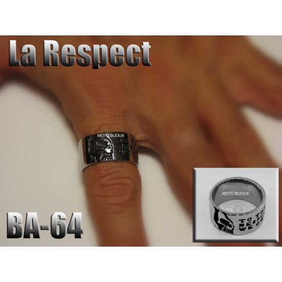 Ba-064, Bague tête de mort La Respect acier...