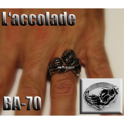 Ba-070, bague squelette L'Accolade acier...