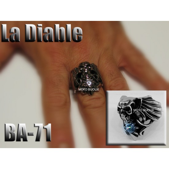 Ba-071, Bague tete de mort La Diable acier inoxidable