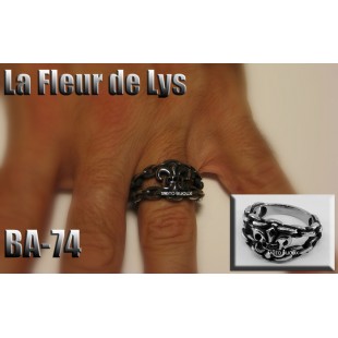 Ba-074, Bague La Fleur de Lys acier inoxidable