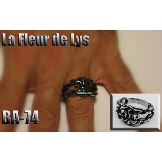 Ba-074, Bague La Fleur de Lys acier inoxidable