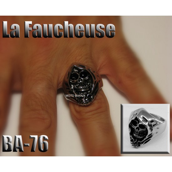 Ba-076, Bague tête de mort La Faucheuse acier...