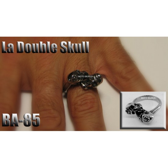 Ba-085, Bague tête de mort La Double Skull acier...