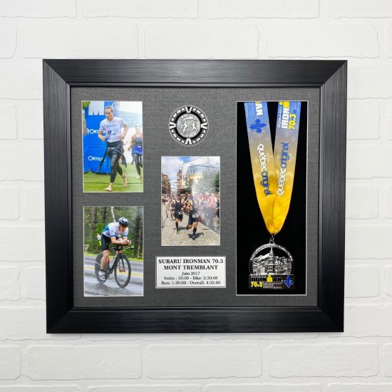 Cadre d'affichage de médaille avec ouvertures pour médaille et photo.  30x40cm.Fabriqué à la main par ArtHome. Parfait pour les coureurs, les  nageurs, les cyclistes, les athlètes. -  Canada