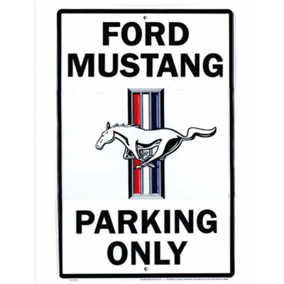 GE Enseigne en aluminum Parking Mustang Blanc 12''...