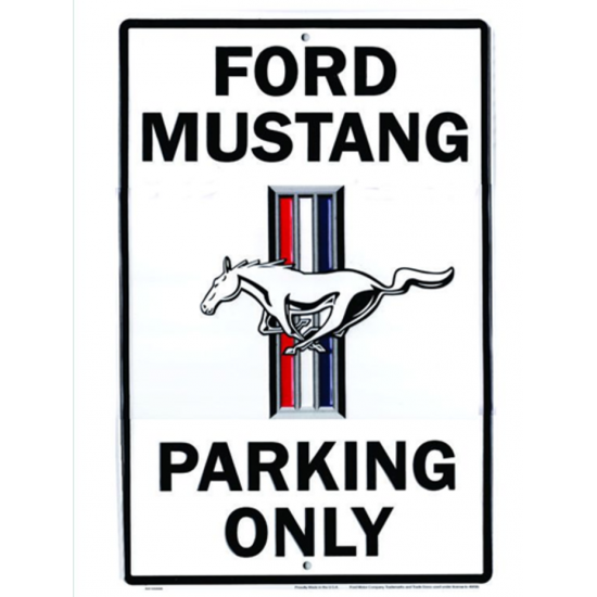 GE Enseigne en aluminum Parking Mustang Blanc 12''...
