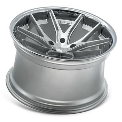 Ferrada FR2 Mags argent lustré avec façade machinée et lèvre poli 2005-2024 Mustang GT/V6/EcoBoost + Brembo 