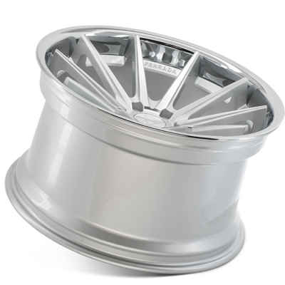 Ferrada FR4 Mags argent lustré avec façade machinée et lèvre poli 2005-2024 Mustang GT/V6/EcoBoost + Brembo