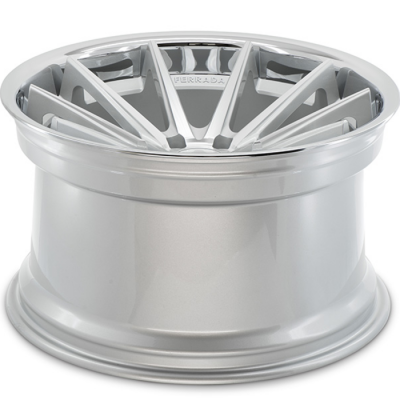 Ferrada FR4 Mags argent lustré avec façade machinée et lèvre poli 2005-2024 Mustang GT/V6/EcoBoost + Brembo