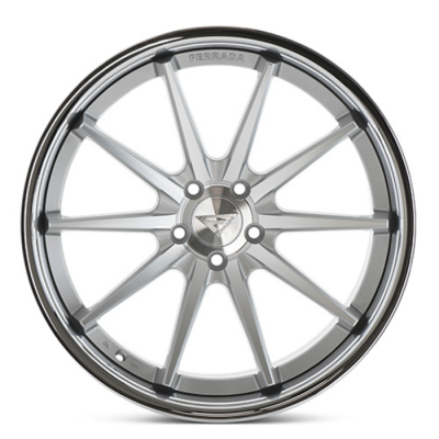 Ferrada FR4 Mags argent lustré avec façade machinée et lèvre poli 2005-2024 Mustang GT/V6/EcoBoost + Brembo