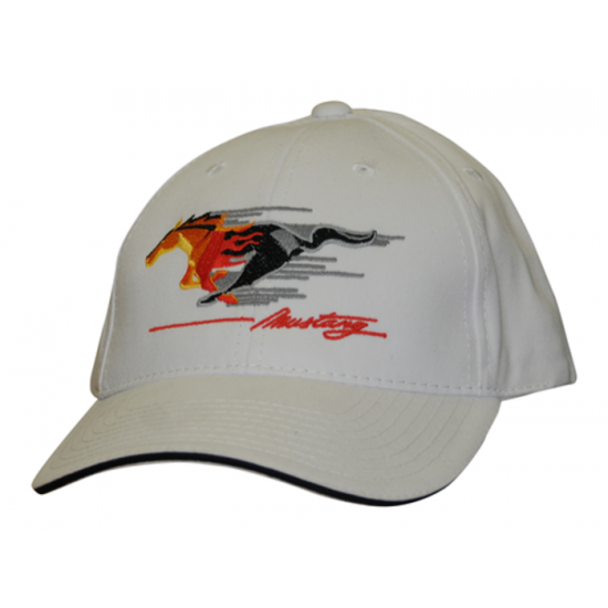 Casquette Blanc avec Cheval Flambé 