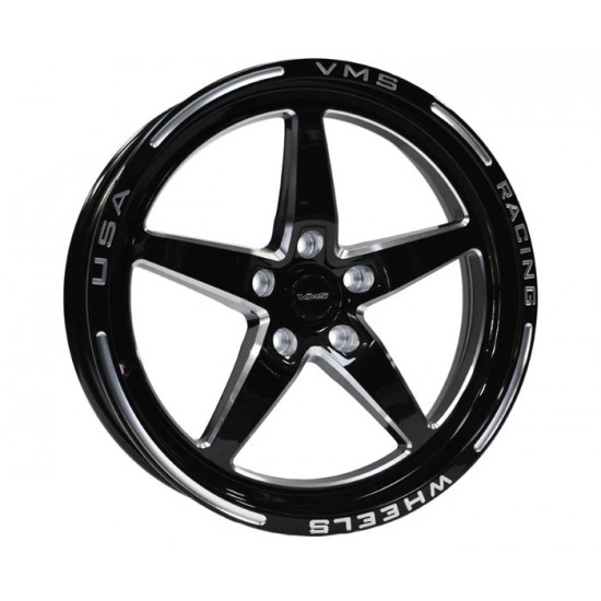 VMS Racing Mag de Drag 17x10+54mm Noir/Machiné 2005-2024 Mustang GT/V6/EcoBoost/GT500 arriere