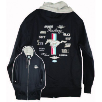 Hoodie Multi-Logo Mustang Noir 80% Cotton 20%...