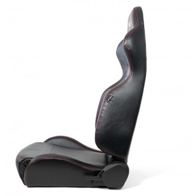 NRG Banc de Course Inclinable Vinyl Noir avec Couture Rouge paire