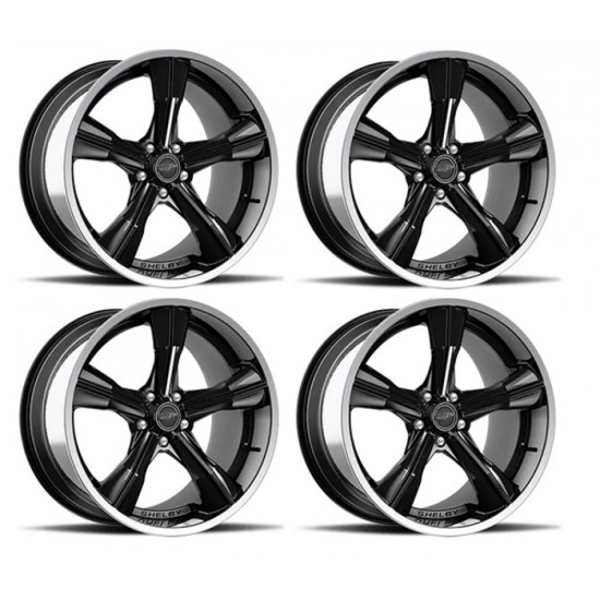Carroll Shelby ensemble de 4 Mags CS11 Décalé 20x9.5 & 20x11 Noir Lustré avec Rebord Polis 2005-2026 Mustang 