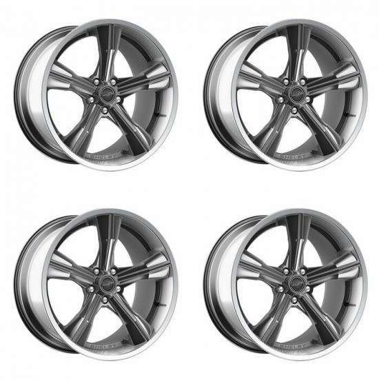 Carroll Shelby Ensemble de 4 Mags CS11 Décalé 20x9.5 & 20x11 Argent Lustré avec Rebord Polis 2005-2006 Mustang