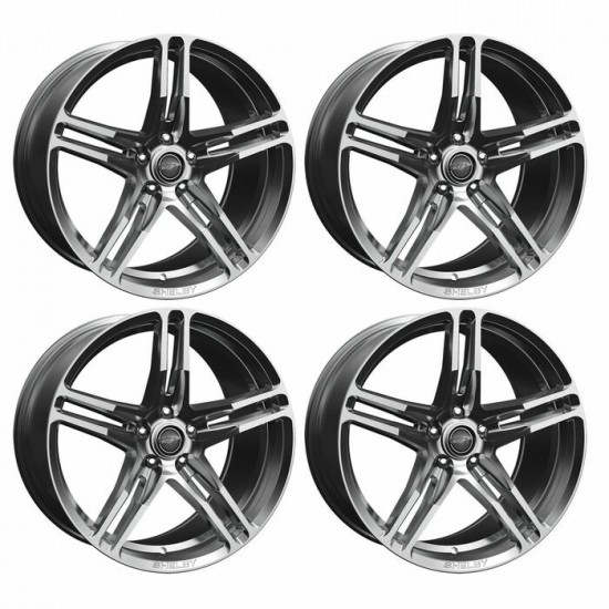 Carroll Shelby Ensemble de 4 Mags CS14 Décalé 20x9.5 &  20x11 Argent Lustré 2005-2026 Mustang