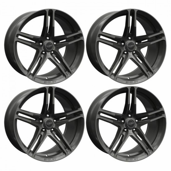 Carroll Shelby Ensemble de 4 Mags CS14 Décalé 20x9.5 & 20x11 Gris Gunmetal Lustré 2005-2026 Mustang