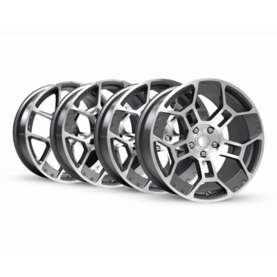 FR Ensemble de Mags Replique GT-D Argent Satiné avec Face Machiné 19x10 & 19x11 2005-2026 Mustang 