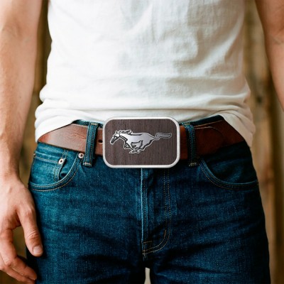 Boucle de Ceinture Noir avec pony Argent