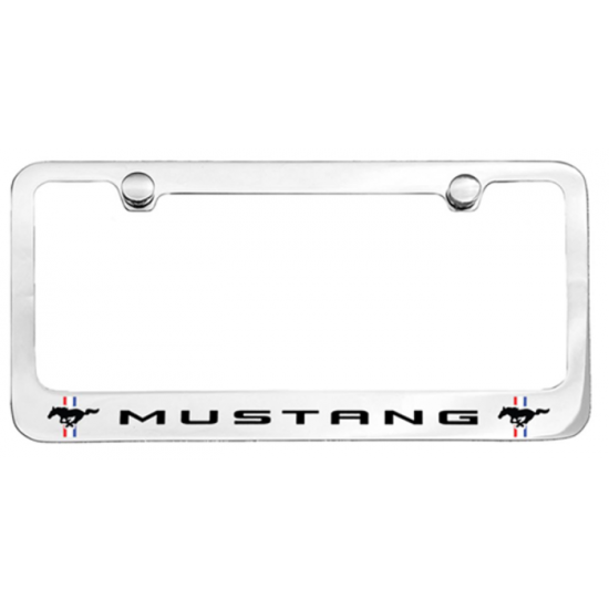 Contour de Plaque Chromé avec logo MUSTANG et deux Pony + Barres