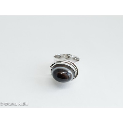 Bague argent et agate «oeil de shiva»