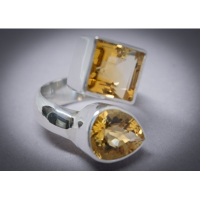 Bague en argent et citrine pour femme