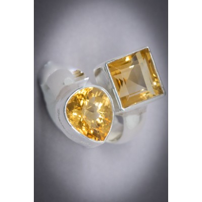 Bague en argent et citrine pour femme