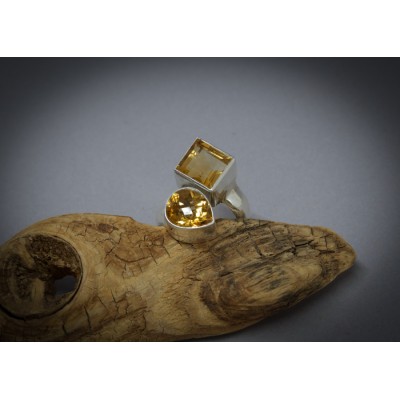 Bague en argent et citrine pour femme