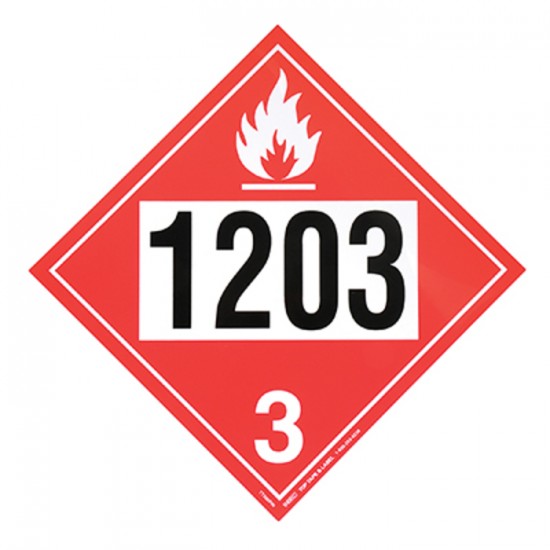 Placard pour le transport des liquides inflammables, classe 3 avec UN 1203