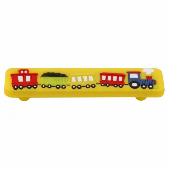 Poignée train jaune 96 mm - Le coin des enfants