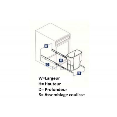Poubelle simple Coulissante 20 litres