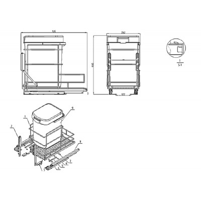 Poubelle Simple avec Amortisseur 25 Litres